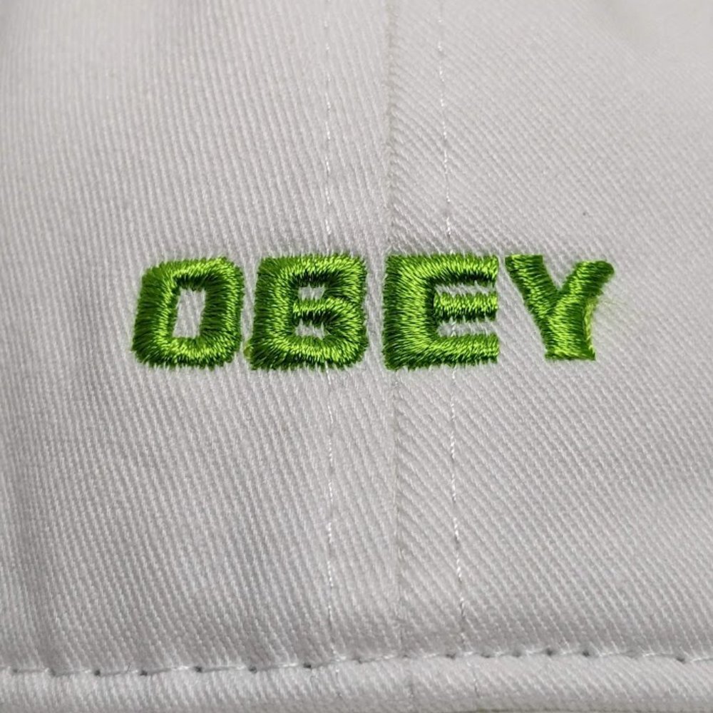 NEW Obey Worldwide Hat Cap Streetwear White Embroidered Logo Buckle Strapback